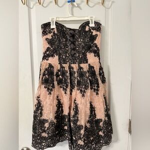Trixxi Black and Pink Lace Prom Dress